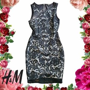H&M Party Black Lace Cutout Embroidered Dress SzXS
